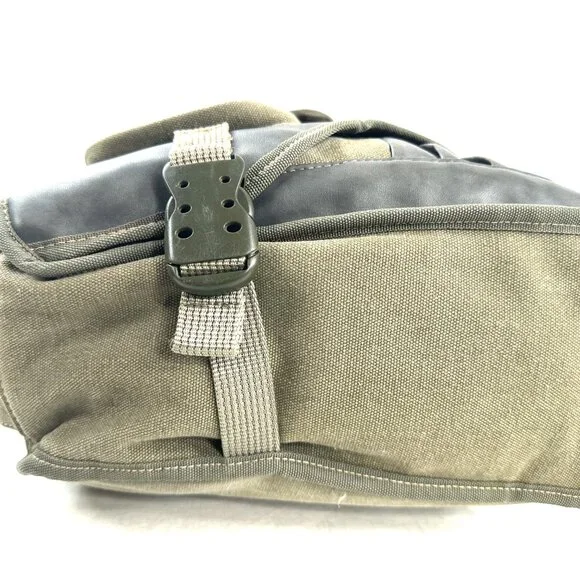 Vintage DIESEL Green Gray Canvas Cargo Messenger Sling Bag Utility Pockets Y2K